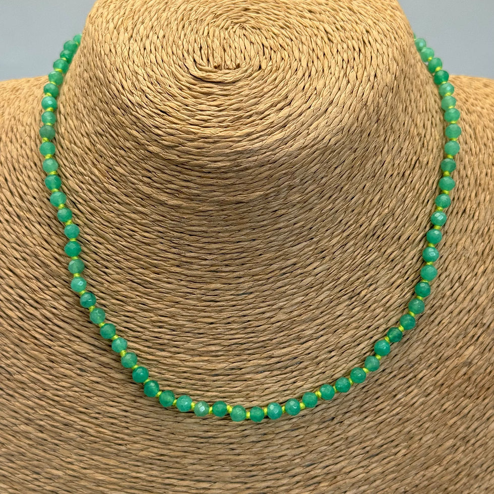 Chrysoprase Bead Necklace on Lime String