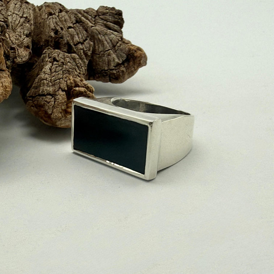 Black Tigers Eye Rectangular Ring