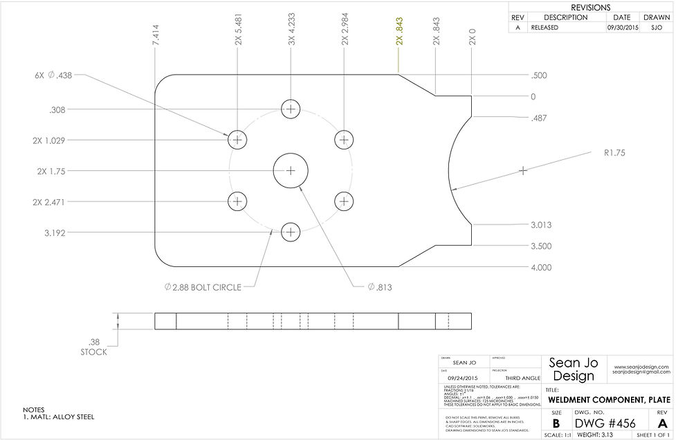Weldment Component, Plate