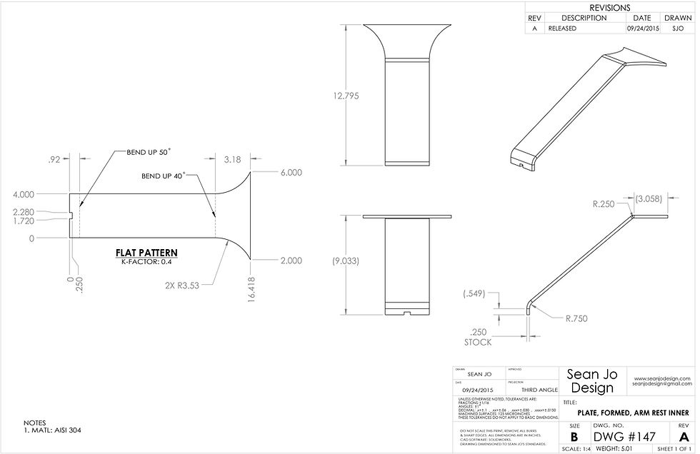 Plate, Formed, Arm Rest Inner