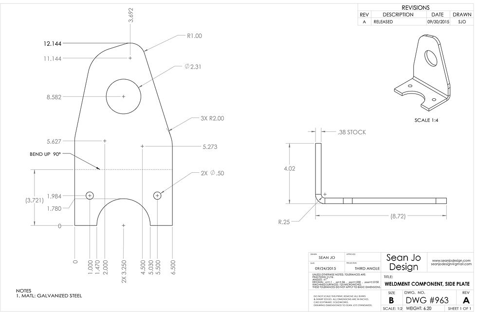 Weldment Component, Side Plate