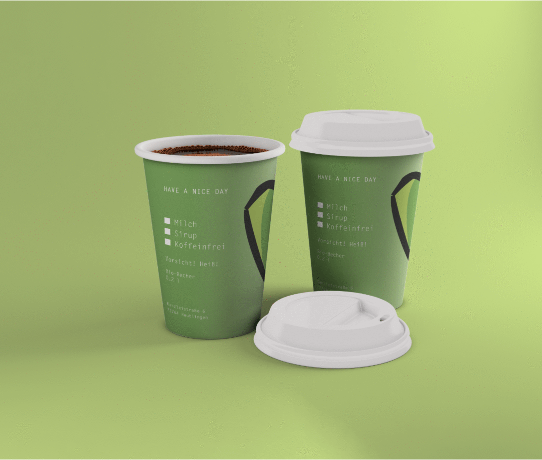 Projekt Branding, Coffee HUG, Reutlingen, drehende Becher