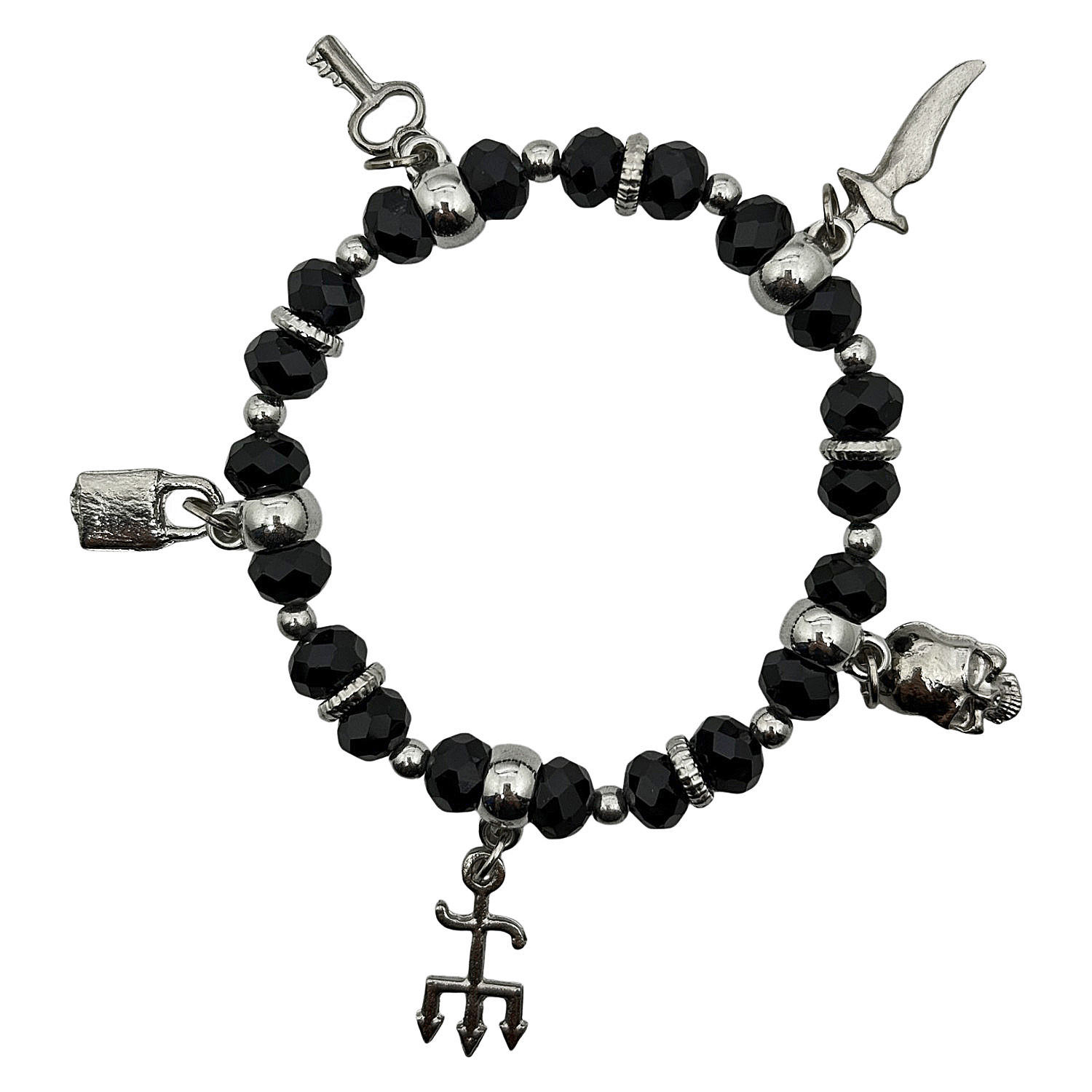 Pulseira Orixá Exú Caveira Pingente Metal Umbanda Candomblé