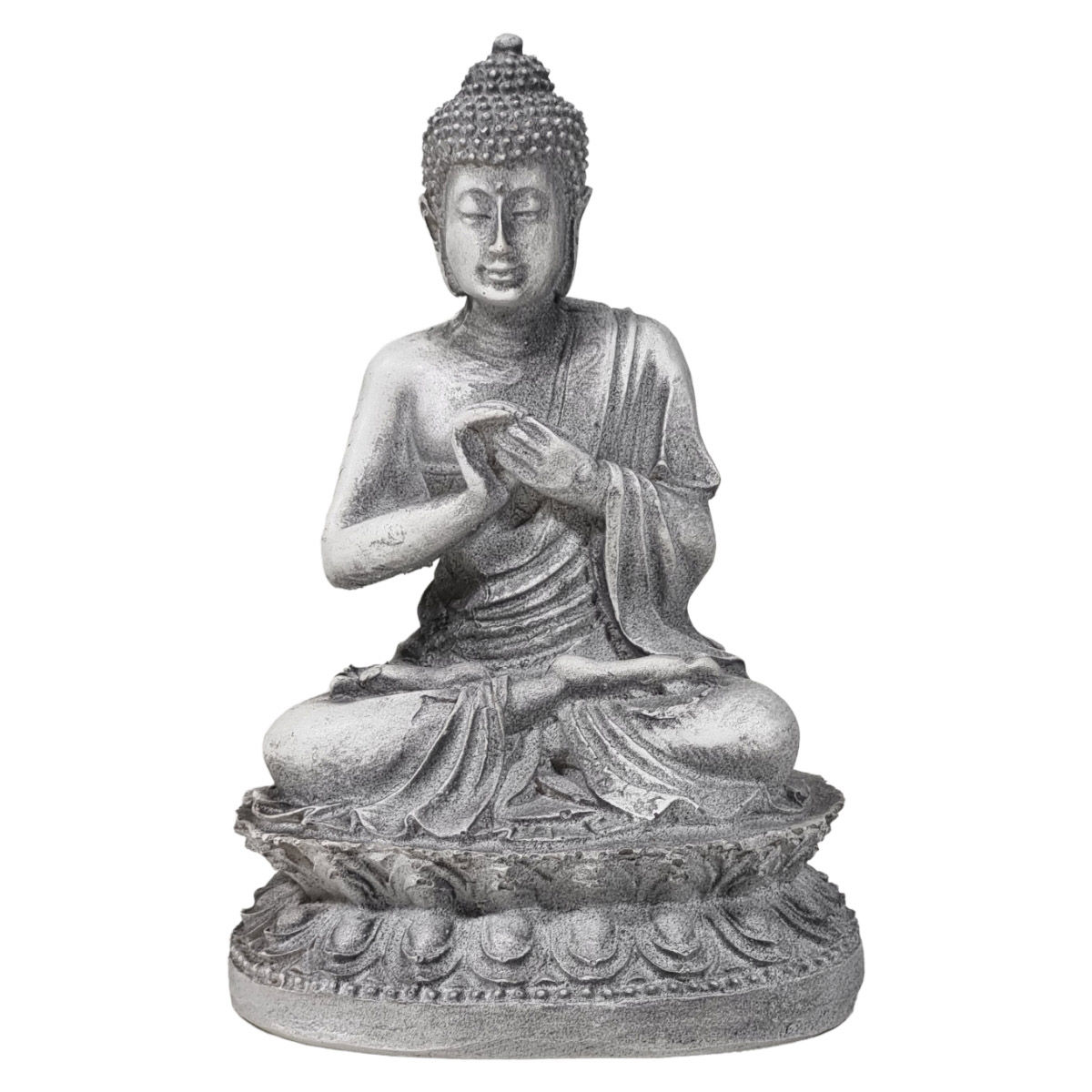 Buda Tibetano Hindu Estátua Decorativa Zen Cinza De Resina
