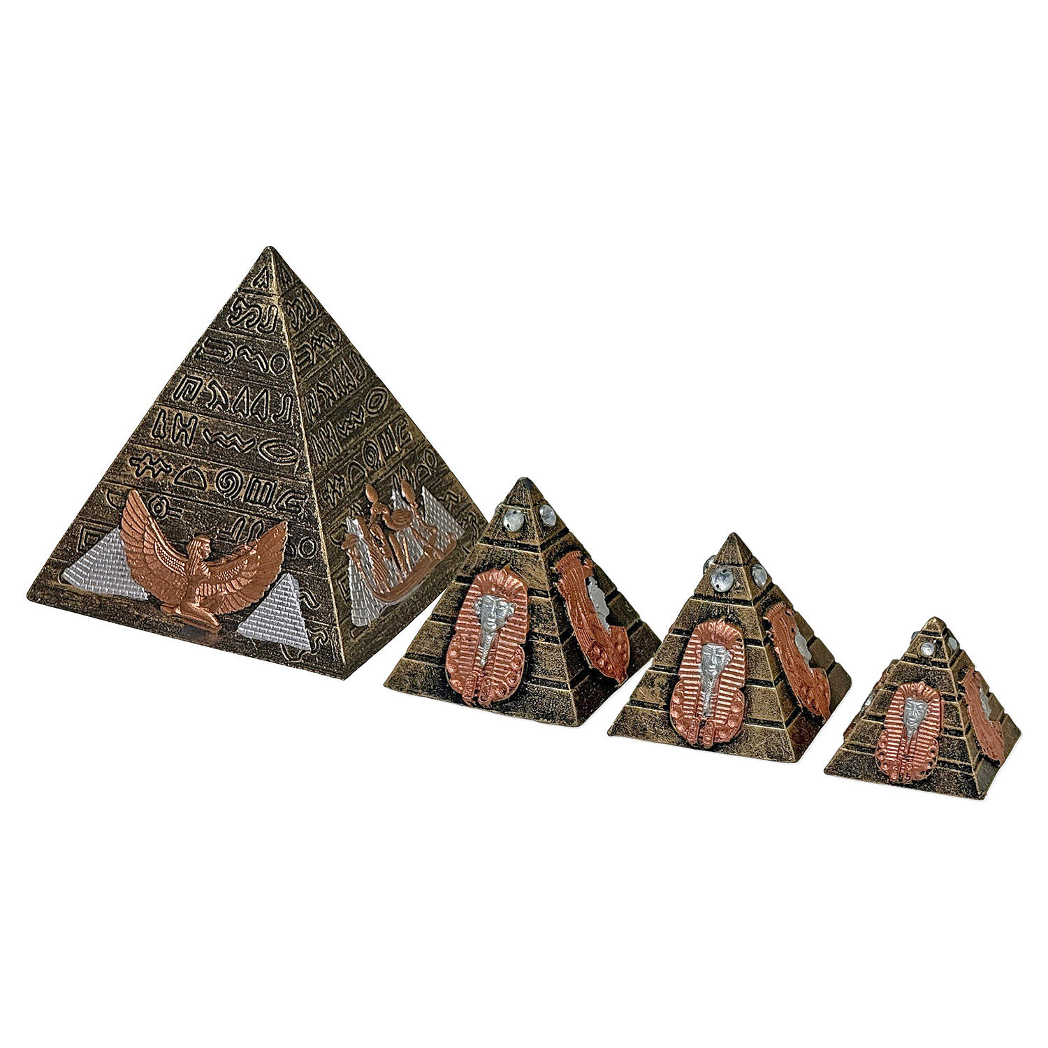 Kit Com 4 Pirâmides Resina Egito Enfeite De Mesa Decorativas