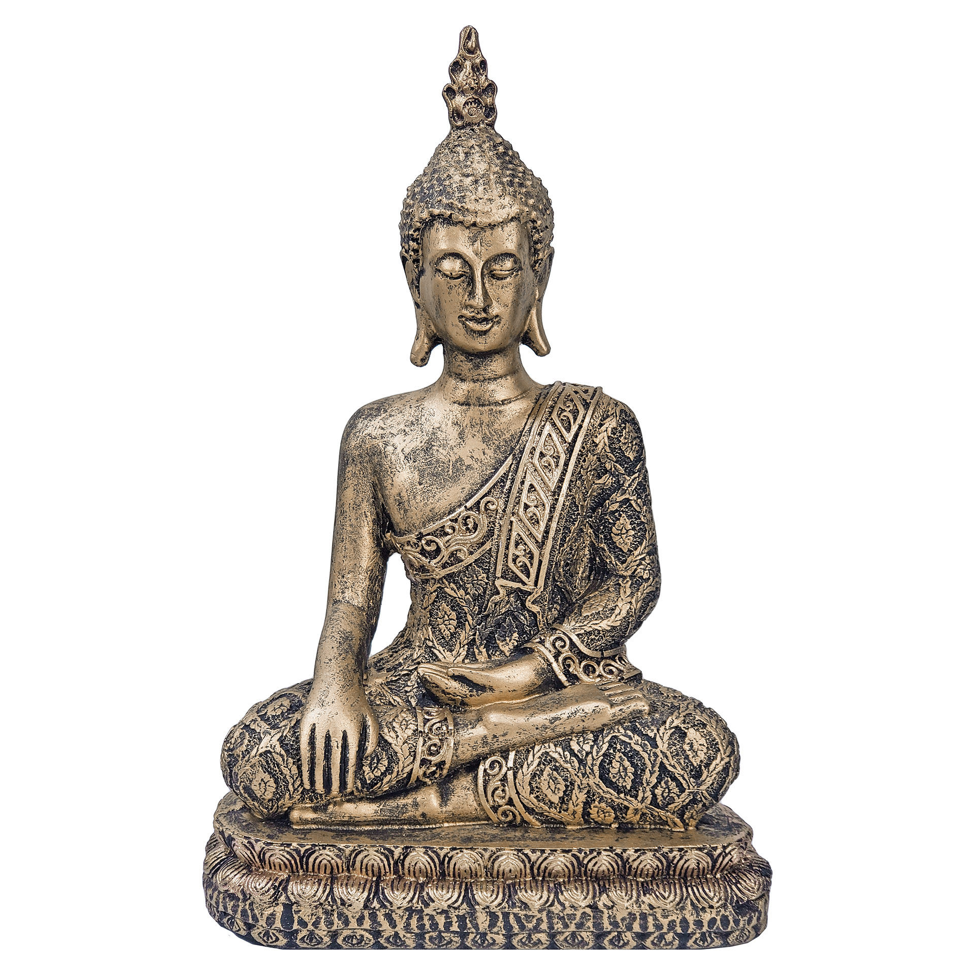 Buda Hindu Tibetano Estátua Grande de Resina 33x20 Dourado