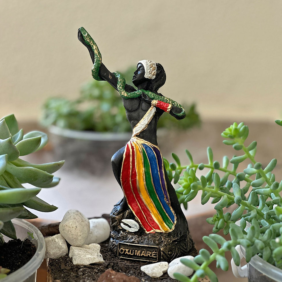 Miniatura: Orixá Oxumaré Entidade Umbanda Renovação Equilíbrio Resina