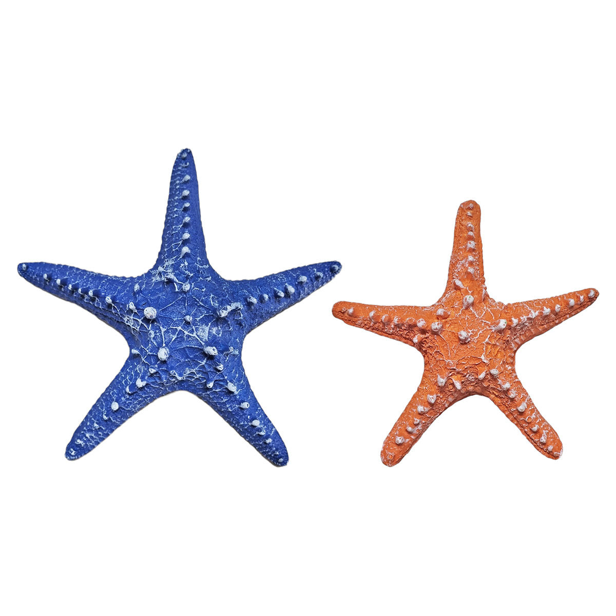 Kit 2 Estrelas Do Mar De Pendurar Parede Azul E Laranja M-G