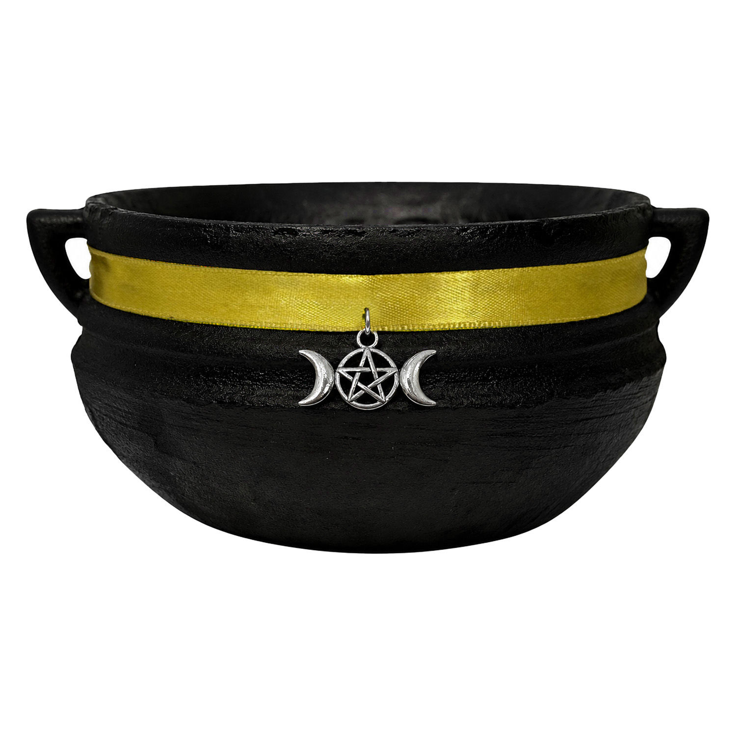Caldeirão Resina Bruxa Wicca Preto Com Faixa Dourada Triluna Prata 400ml