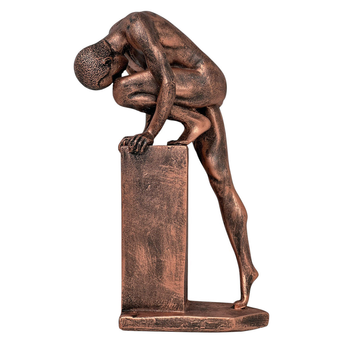 Estatueta De Homem Escalando Subindo Base Decorativa Bronze