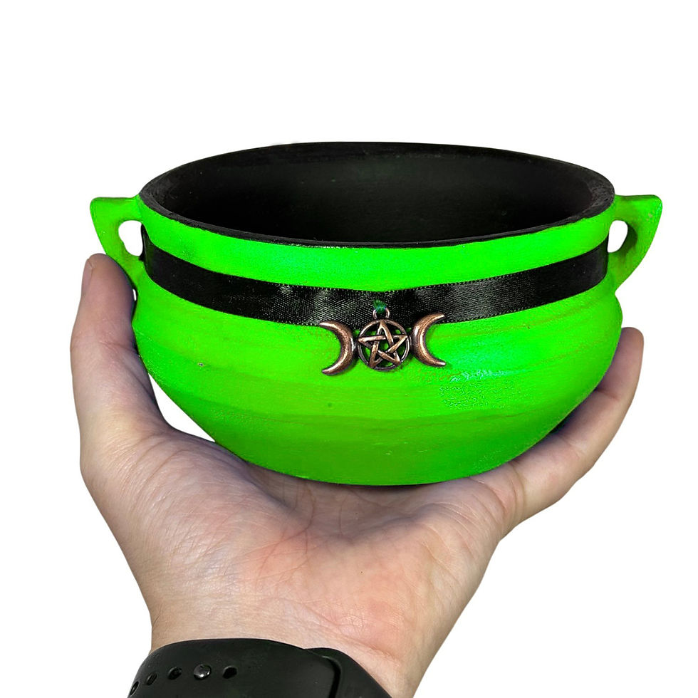 Miniatura: Caldeirão Resina Bruxa Wicca Neon UV Luz Negra Verde Triluna Bronze 400ml