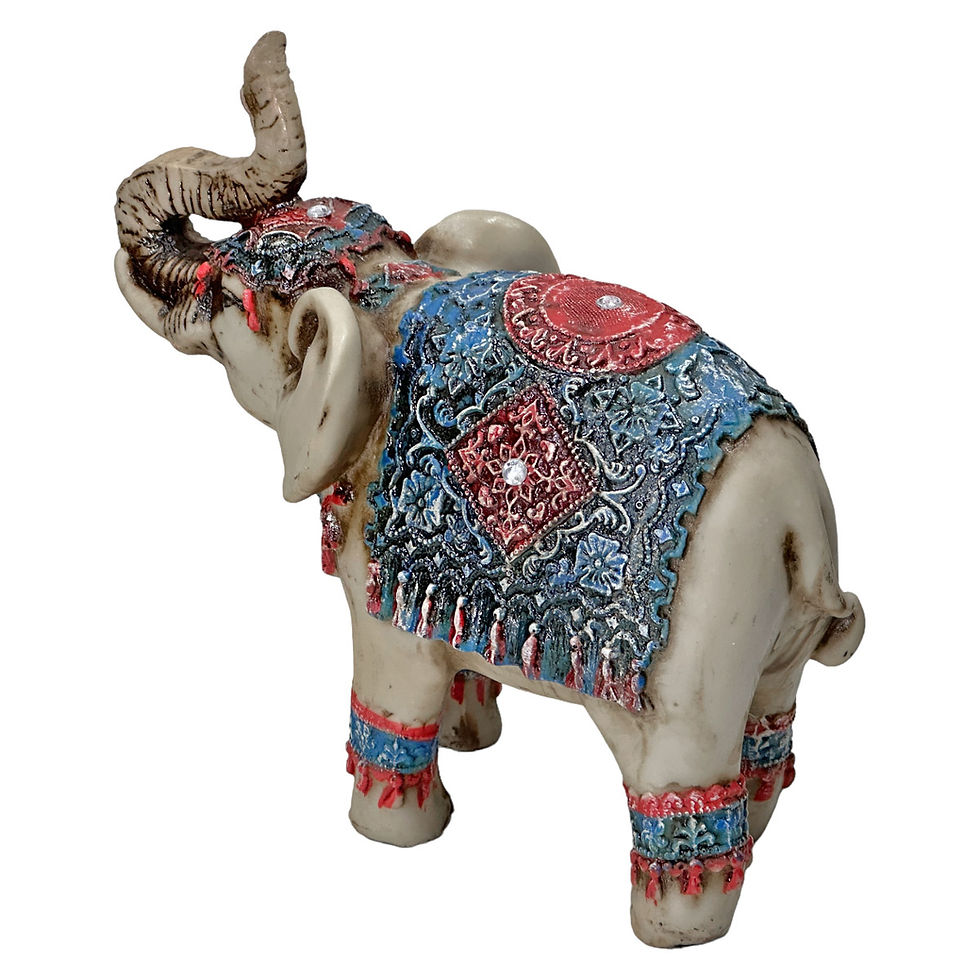 Miniatura: Elefante Indiano Enfeite Sorte Sabedoria Escultura de Resina Colorido