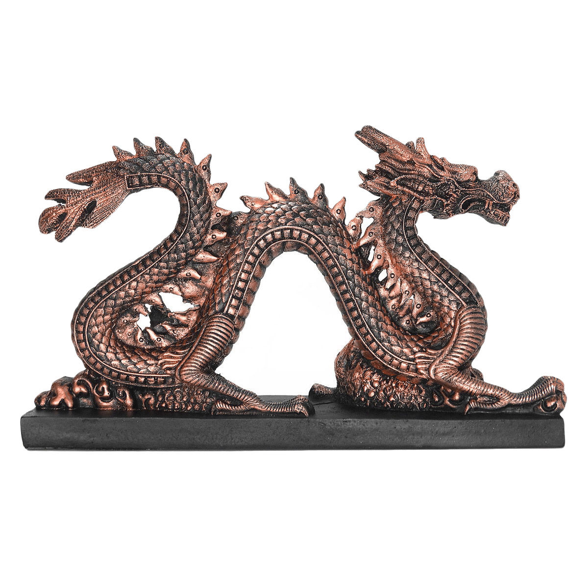 Dragão Chinês Com Base GG Enfeite Decoração de Resina Bronze