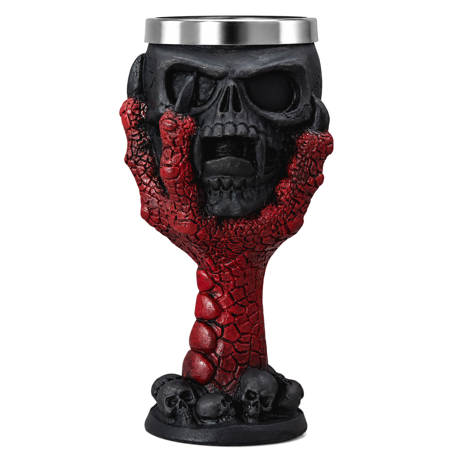 Caneca Taça Crânio Pata Dragão Metal E Resina Preto 120ml