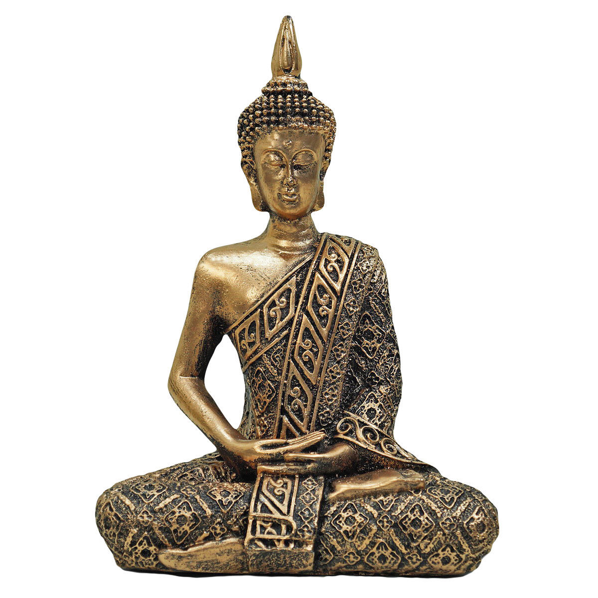 Buda Hindu Tailandês Deus Riqueza Enfeite de Resina Dourado