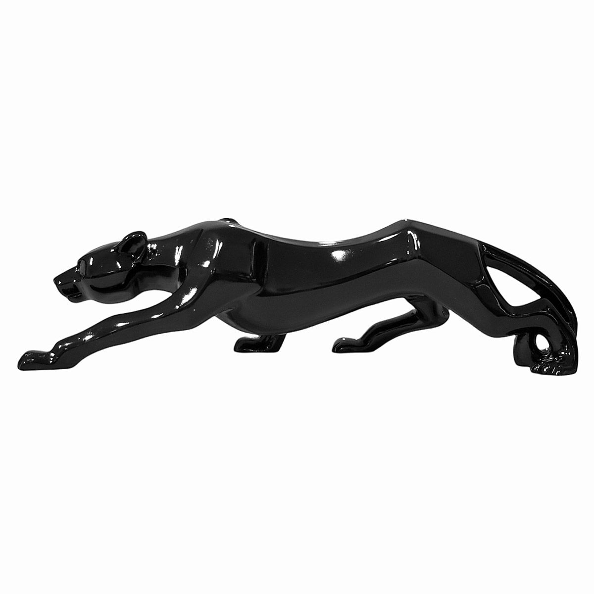 Pantera Escultura Minimalista Decorativa Preta Resina 36cm