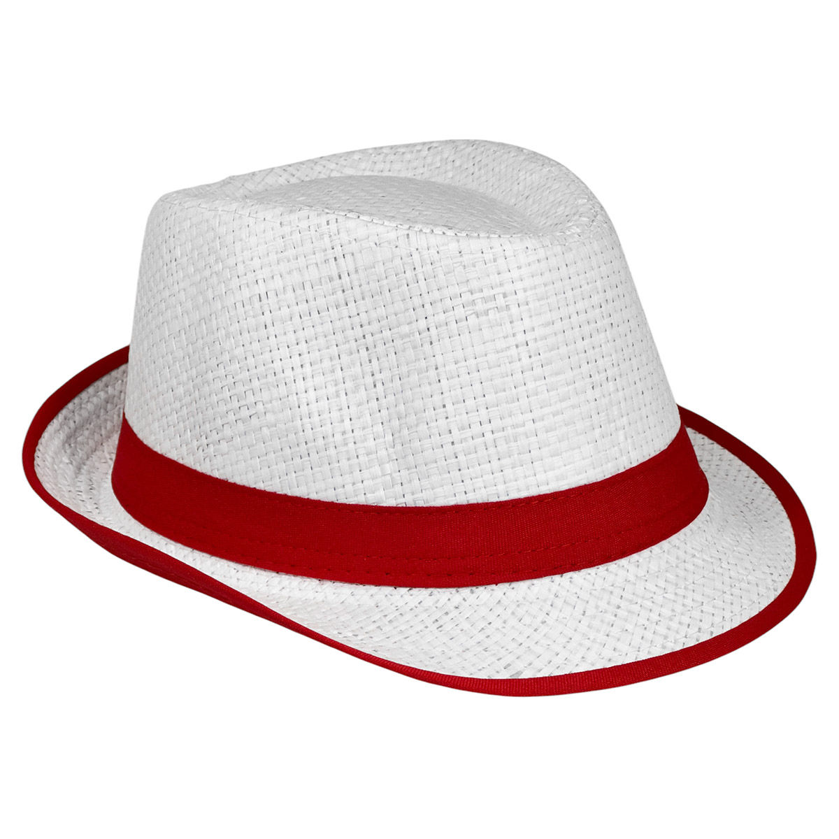 Chapéu Zé Pilintra Malandro Lona Branco Com Vermelho Panamá