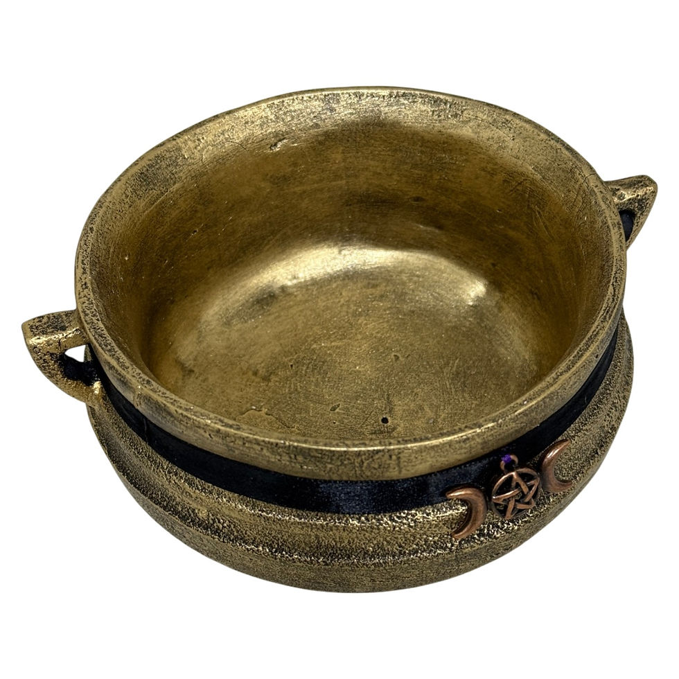 Miniatura: Caldeirão Resina Bruxa Wicca Dourado Com Faixa Preta Triluna Bronze 400ml
