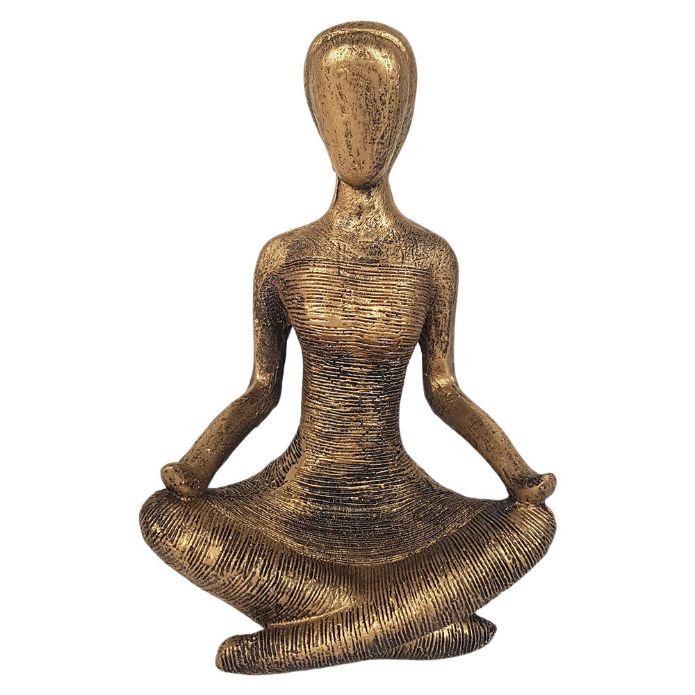 Ioga Meditando Enfeite Casa Escritório Decoração Resina 16cm