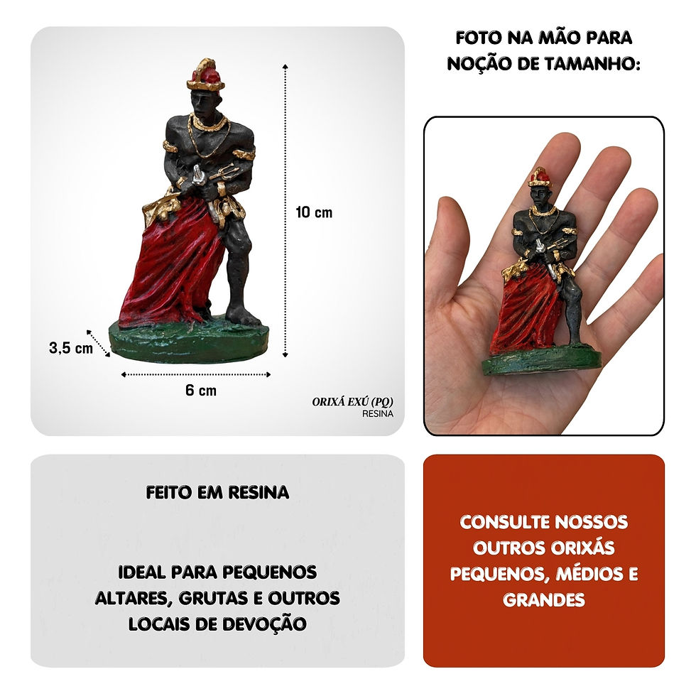 Miniatura: Exú Orixá Mensageiro Guardião Ordem Astúcia Imagem De Resina