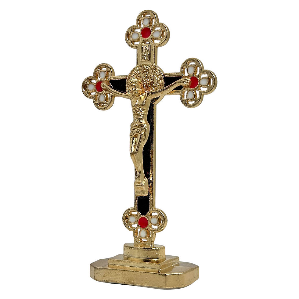 Miniatura: Crucifixo Com Medalha São Bento Mini Metal Dourado C/ Preto