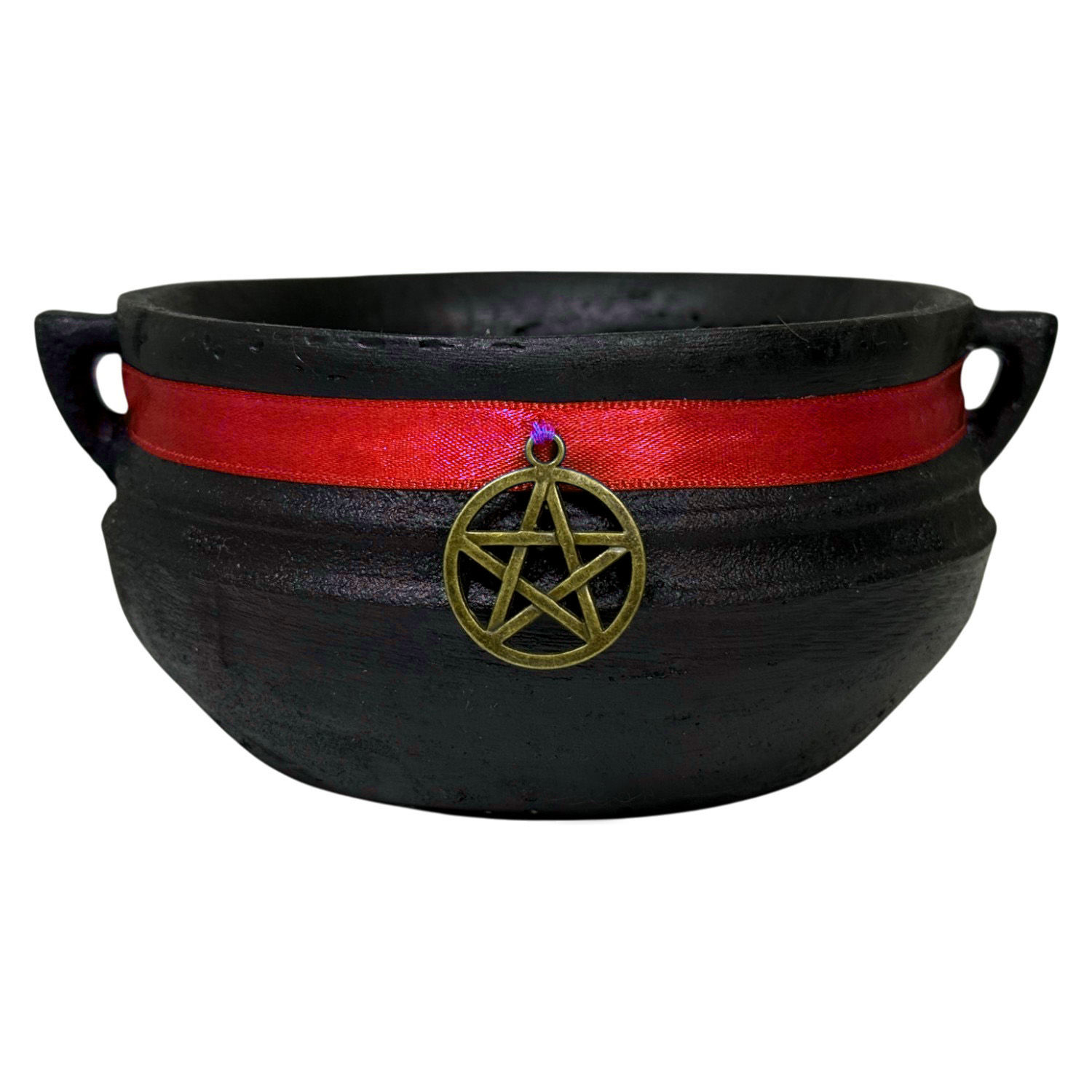 Caldeirão Resina Bruxa Wicca Preto Com Faixa Vermelha Pentagrama 400ml