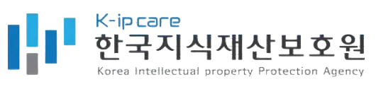 Text graphic displaying the words 'care' and 'intellectual property' alongside Korean characters. The design has a modern, corporate aesthetic.