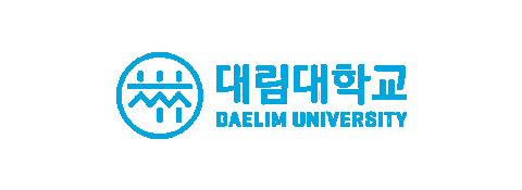 Digital logo for Daelim University. It displays the university's name in Korean and English on a dark background.