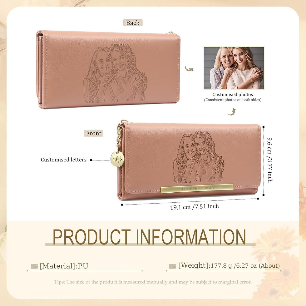 Thumbnail: Personalised Women's Wallet with Photo Name Women Purses with Card Holder Cash 