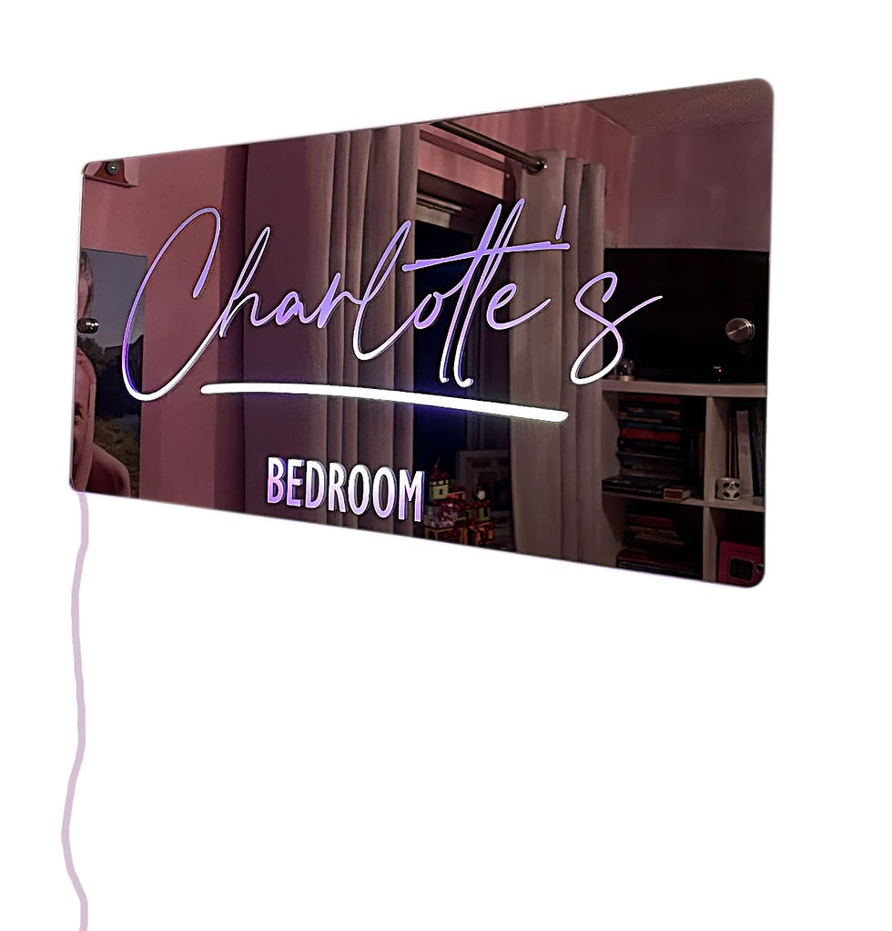 Thumbnail: Personalised Name Mirror Sign | Gift For Kids | Custom LED illuminated Light-Up