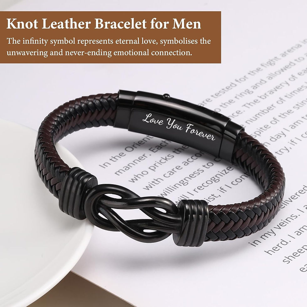 Thumbnail: Men's Bracelets Gifts for Men - Brown Braided Leather Infinity Knot Bracelets E