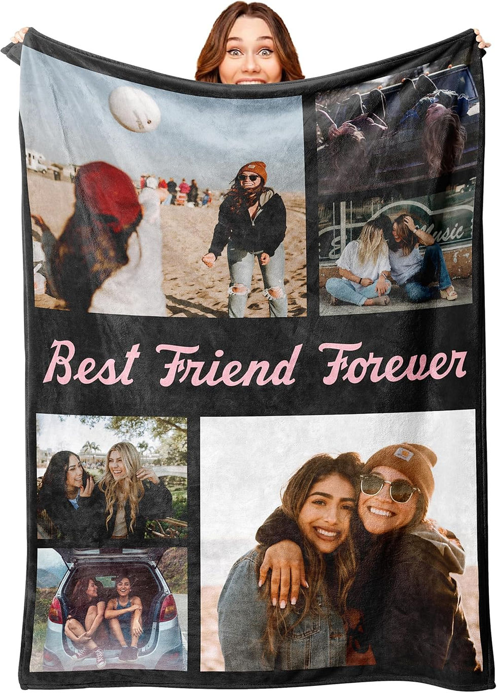 Thumbnail: Personalised Blanket Custom Photos Blanket Memory Gift with Photo Text Collage 