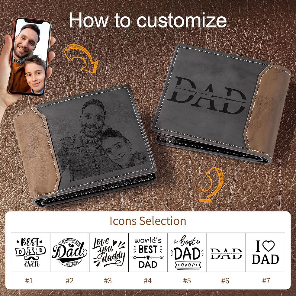 Thumbnail: Easycosy Personalised Wallets for Men, Mens Wallets Leather Engraved Photo & In