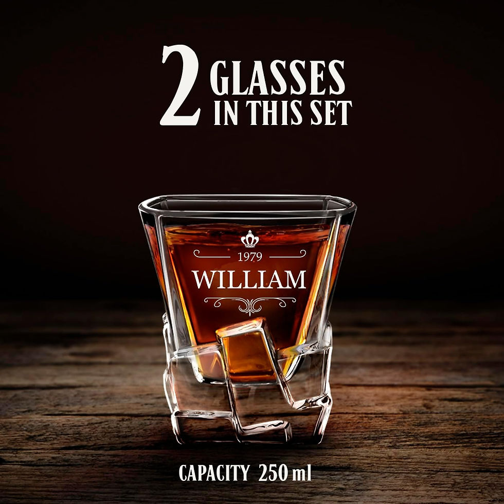 Thumbnail: Personalised Whiskey Decanter and glasses. Stylish barware for a whisky savant