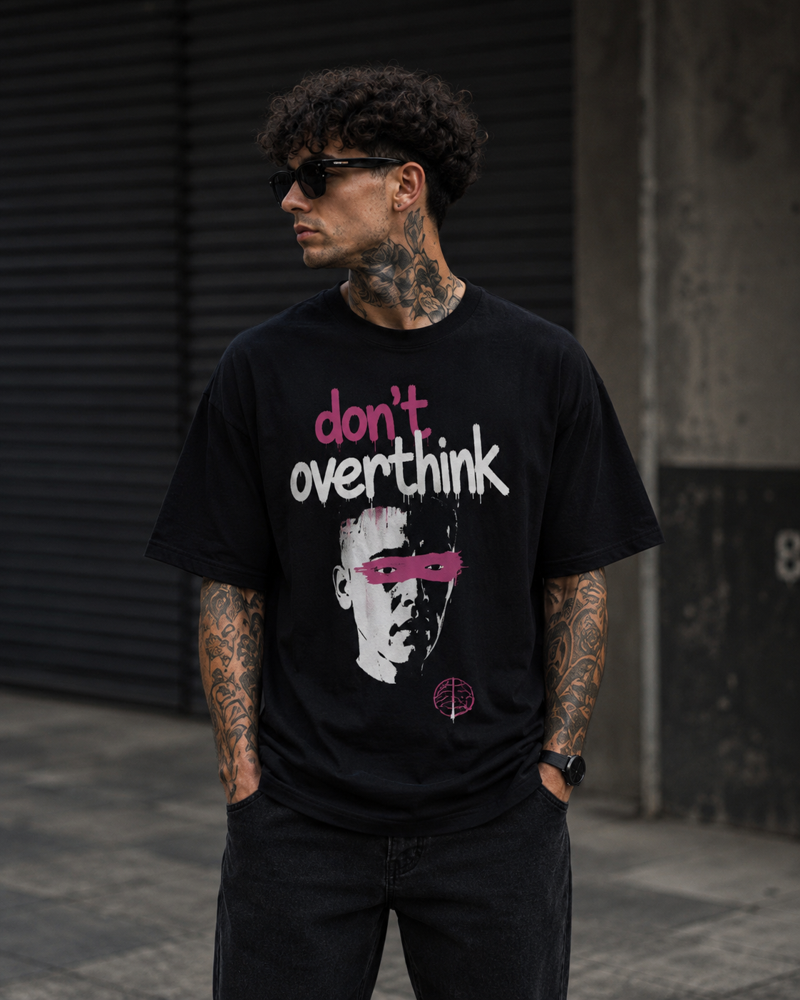 🖤 Don't Overthink – Pink X Oversize T-Shirt