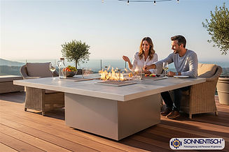 Event-Gartentisch XL mit Gasfeuerstelle für gemütliche Abende mit vielen Gästen