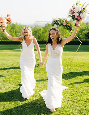 Hillary and Christy share in the celebration of their LGBTQ wedding in the Berkshires