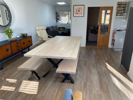 loft conversion interior, wooden bench and new flooring