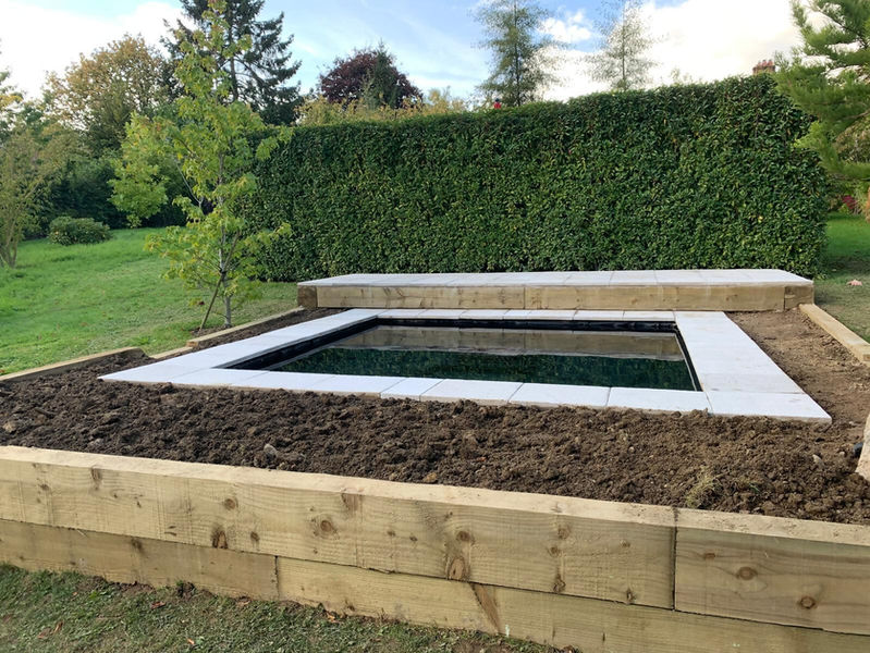 pond with wooden surround