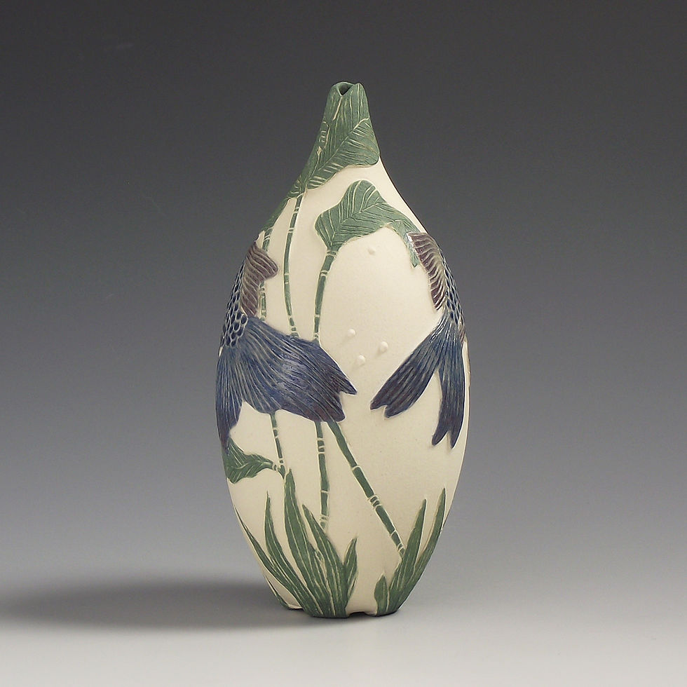 Thumbnail: blue moor fish sgraffito vessel
