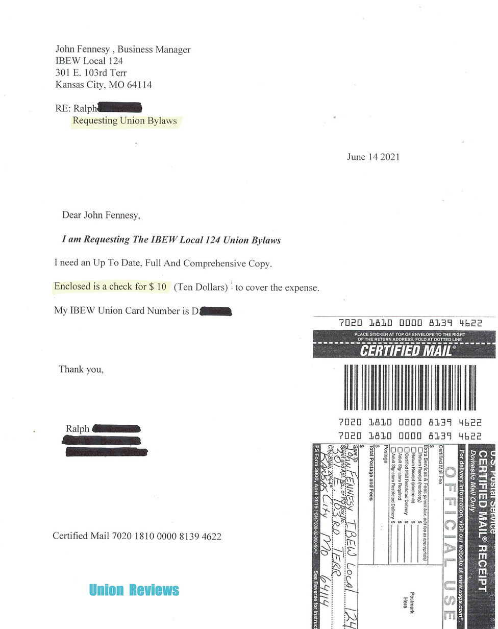 1st Request for Local 124 Bylaws