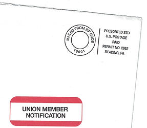 IBEW, UnionPlus, Hartford Envelope: UNION MEMBER - YOU HAVE BEEN NOTIFIED notice