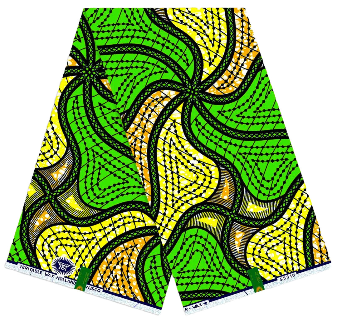 100% Cotton Super Wax - Green Geometric Swirl