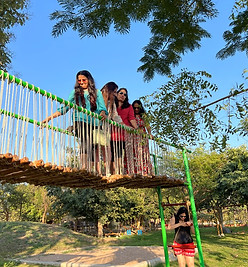 bamboo bridge to the machaan in the play area_