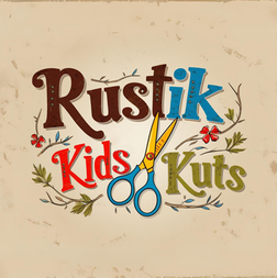 Rustik Kids Kuts logo showcasing a playful and stylish design for kids' haircut services.