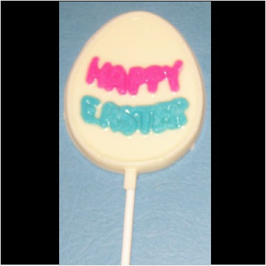 Thumbnail: Chocolate Happy Easter Egg Lollipops - 12 pcs.