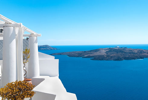 Scene from a greek hotel overlooking the mideterranian sea