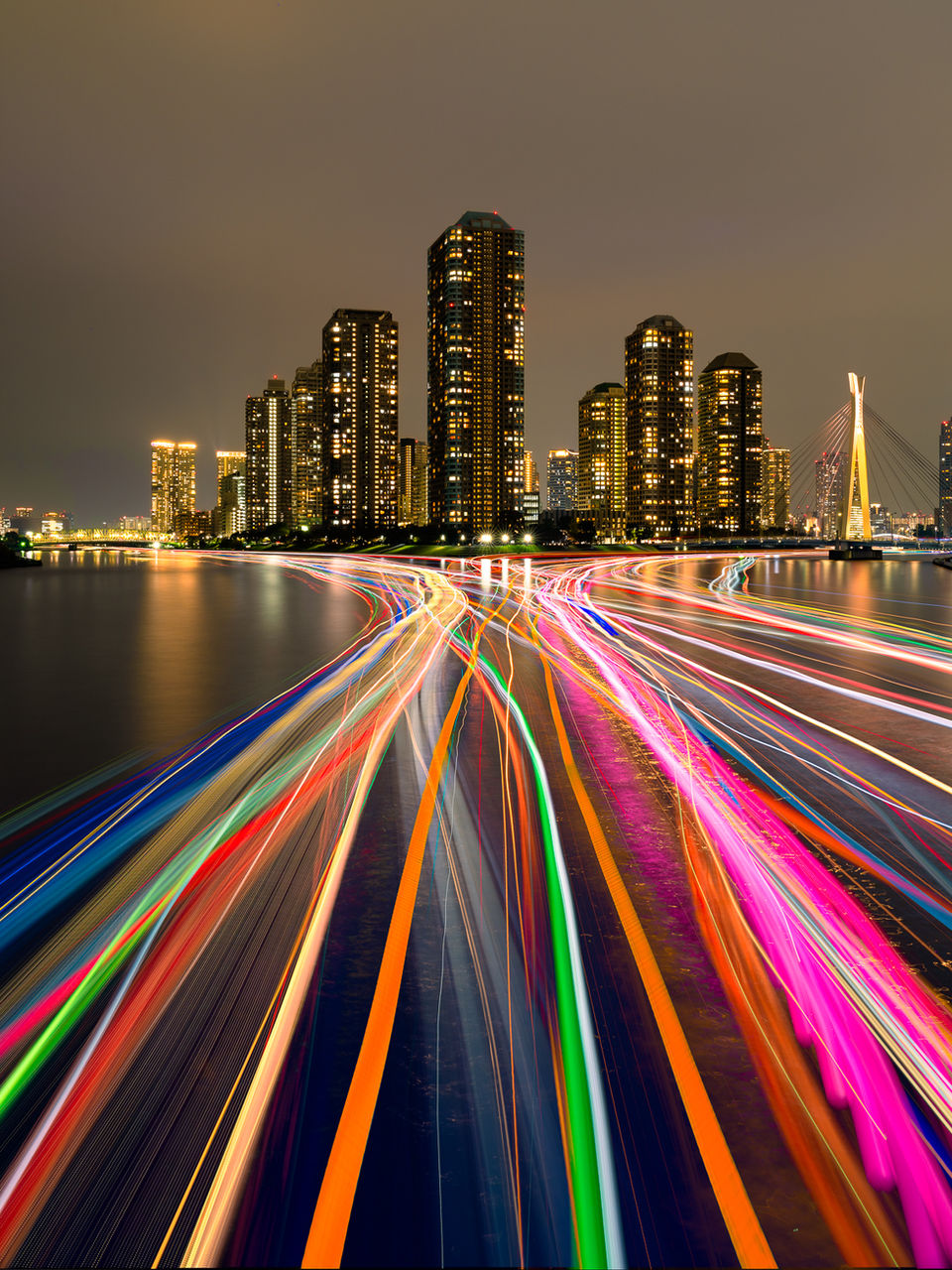 Sumida River in Tokyo light trails Japan autumn photography tour