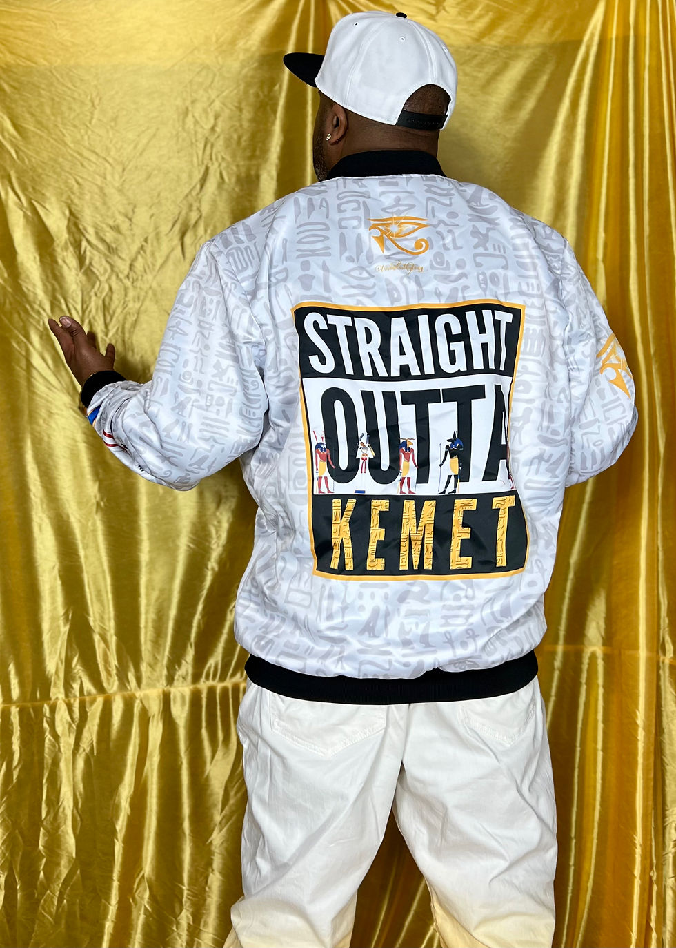 Thumbnail: STRAIGHT OUTTA KEMET: WHT Bomber Jacket