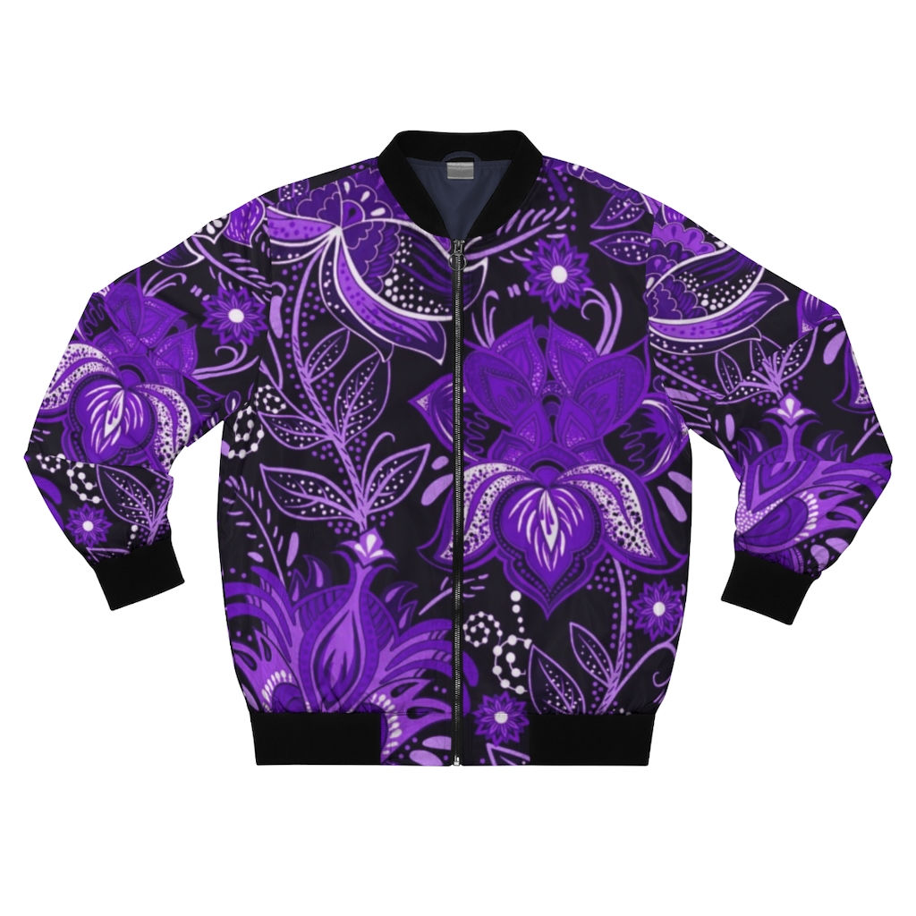 Purple Maua Ankara Bomber Jacket